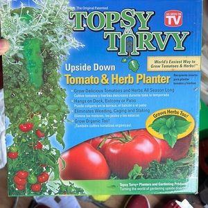 Topsy-turvy as seen on TV tomato and herb planter. Three packages each at $10